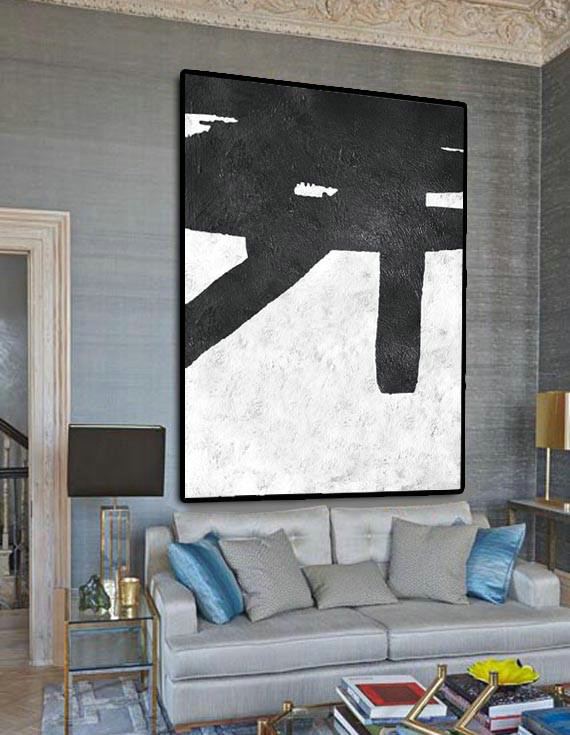 Extra Large Canvas Art,Black And White Minimal Painting On Canvas - Big Painting
